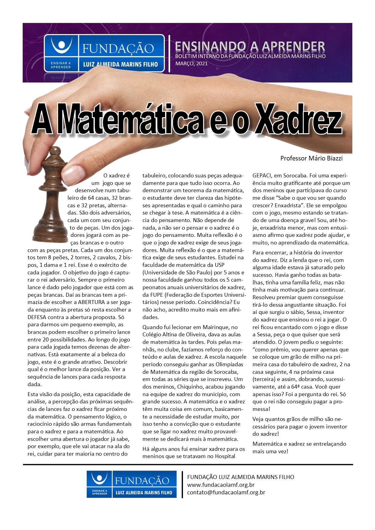 2021 03 BEA A Matemática e o Xadrez Mário Biazzi